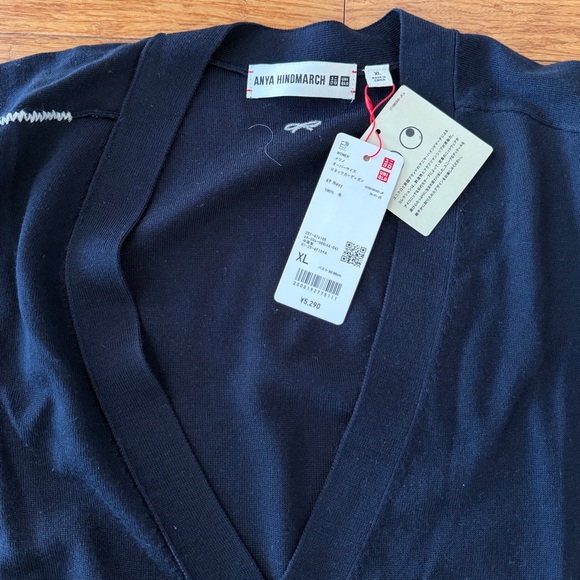 Uniqlo x Anya Hindmarch Navy Cardigan Women’s XL, Unisex Fit Small–Medium Men - Picture 3 of 5